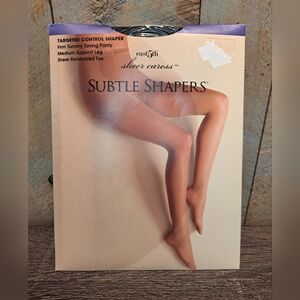 East 5th Pantyhose Average- Off Black- Sheer Subtle Shaper Total Support vintage